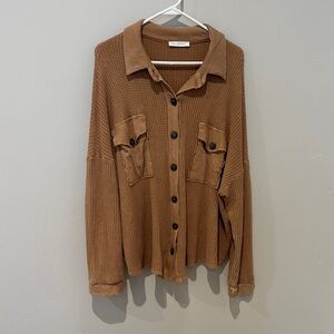 Ces Femme Tan Button-Down Shirt